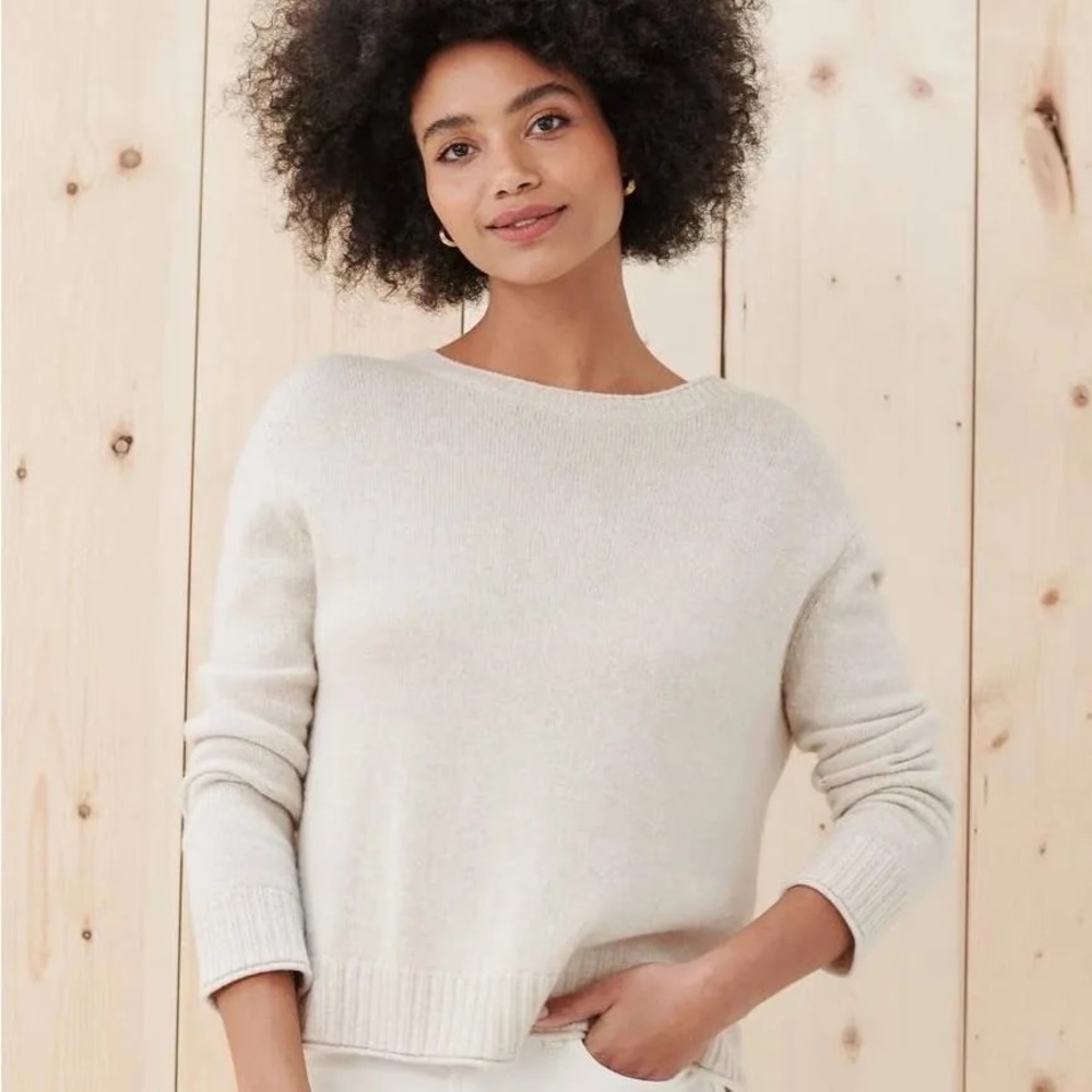 Jenni Kayne Oatmeal Beige Everyday Sweater Wool Cashmere Knit XS